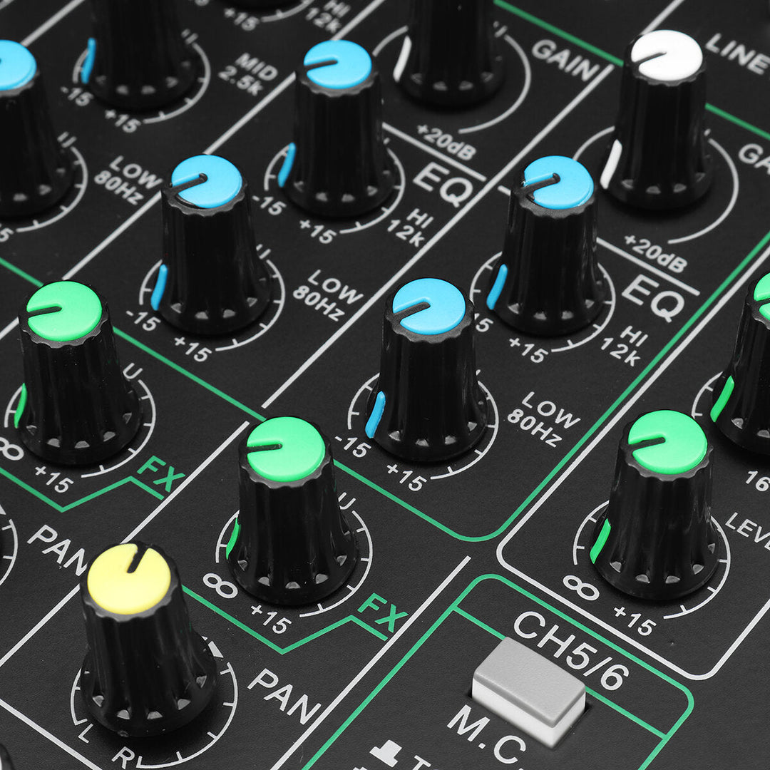 6 Channel bluetooth DJ HD Mic Audio Mixer Control LED Digital Display Music Stream with USB Interface Image 9