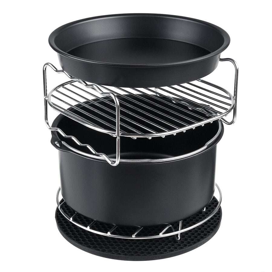 6 Pcs Air Fryer Accessories Set Baking Pizza Pan Cake Barrel Cooking Kit Kitchen Image 1