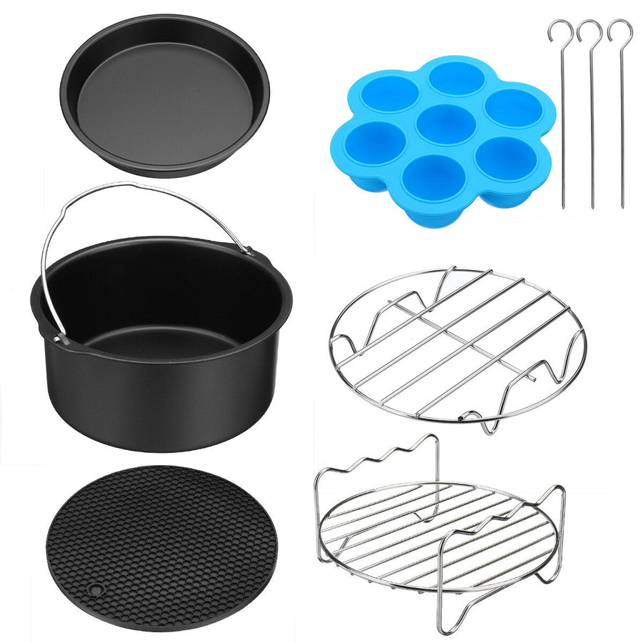 6 11pc Air Fryer Accessories Chips Baking Pan Set for 3.2-6.8QT Image 1