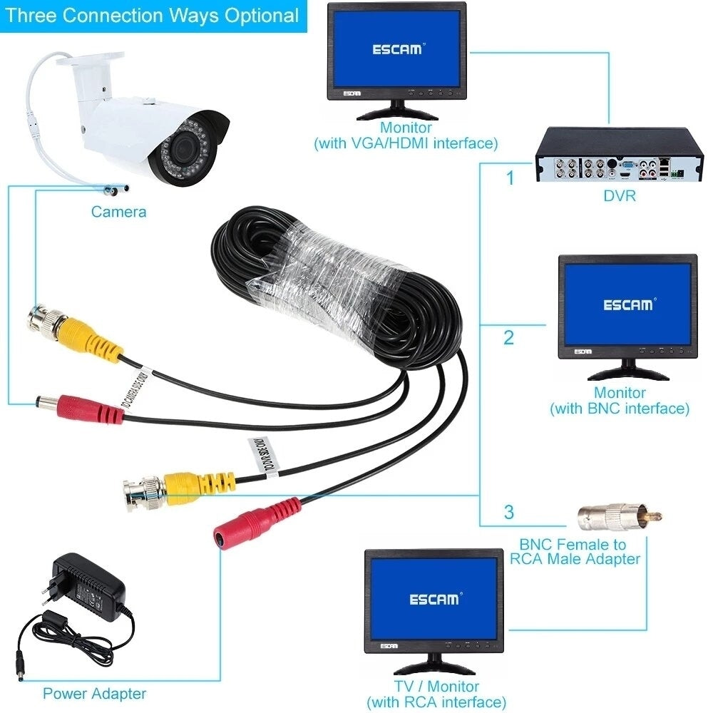 5~60M CCTV DVR Camera Recorder System Video Cable DC Power Security Surveillance BNC Cable Image 4