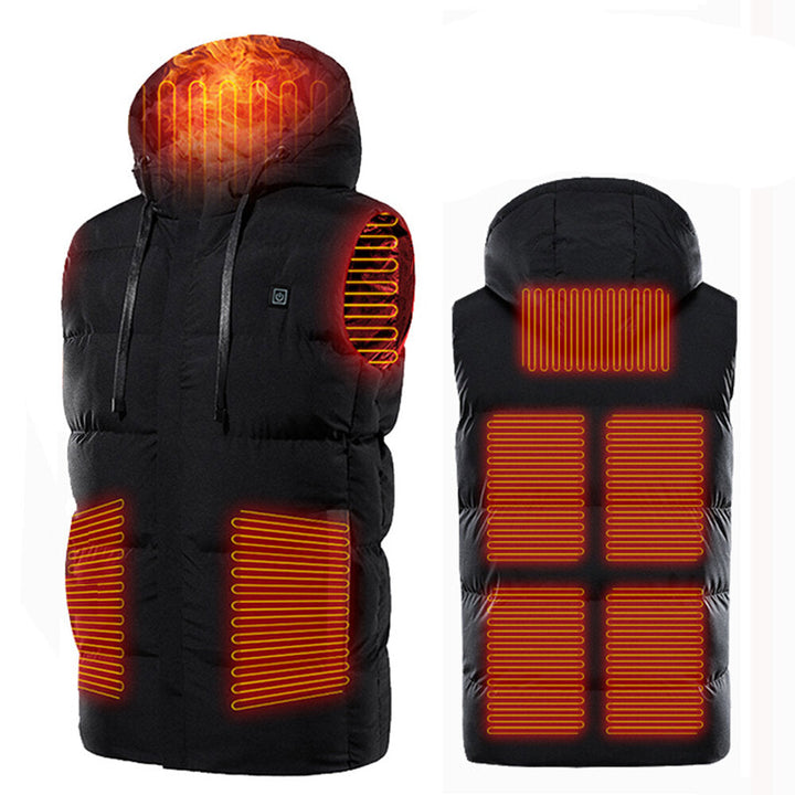 7 Heating Pads Electric Heated Vest USB Charging Winter Warm Jacket Unisex Hooded Coat Clothing Intelligent Constant Image 1