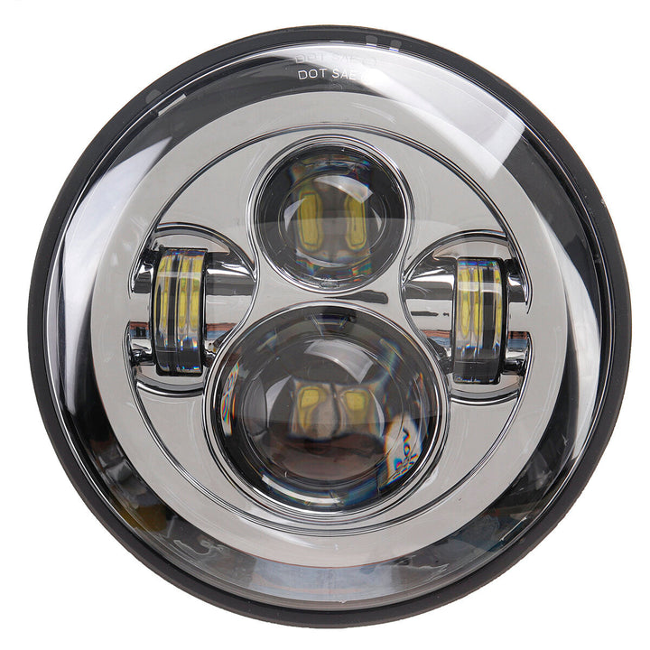 7 inch LED Projector Headlight with 4.5 inch Auxiliary Passing Lights For Harley Touring Chrome Image 3