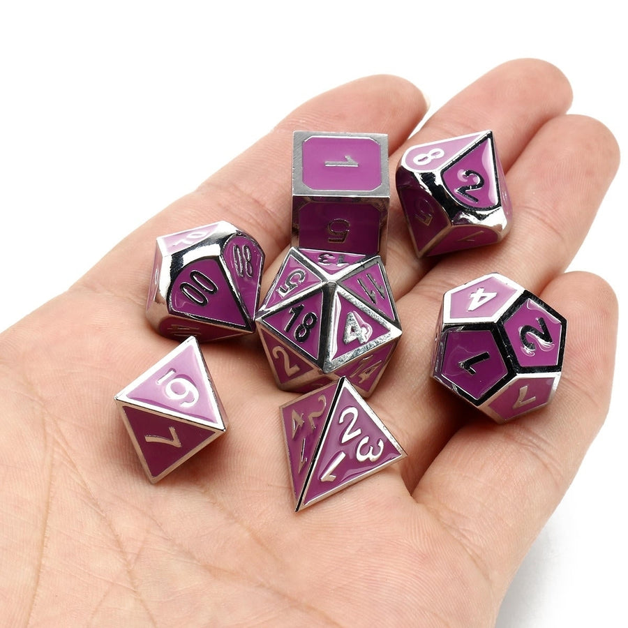 7 Pcs Multisided Dice Heavy Metal Polyhedral Set Role Playing Games Dices with Bag Image 1