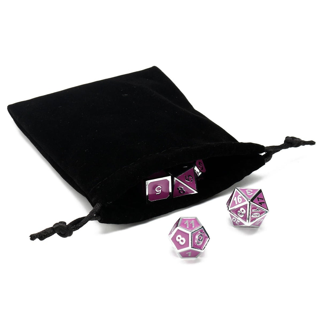 7 Pcs Multisided Dice Heavy Metal Polyhedral Set Role Playing Games Dices with Bag Image 2