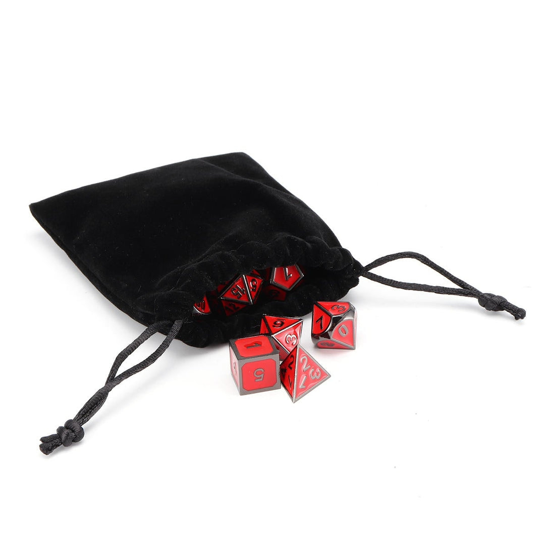 7 Pcs Multisided Dice Heavy Metal Polyhedral Set Role Playing Games Dices with Bag Image 3
