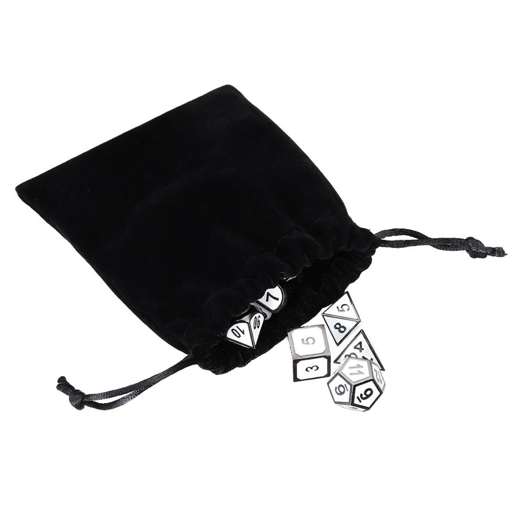 7 Pcs Multisided Dice Heavy Metal Polyhedral Set Role Playing Games Dices with Bag Image 4