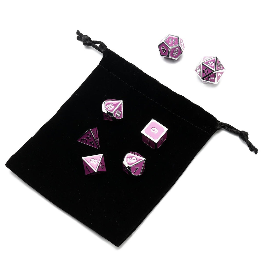 7 Pcs Multisided Dice Heavy Metal Polyhedral Set Role Playing Games Dices with Bag Image 6