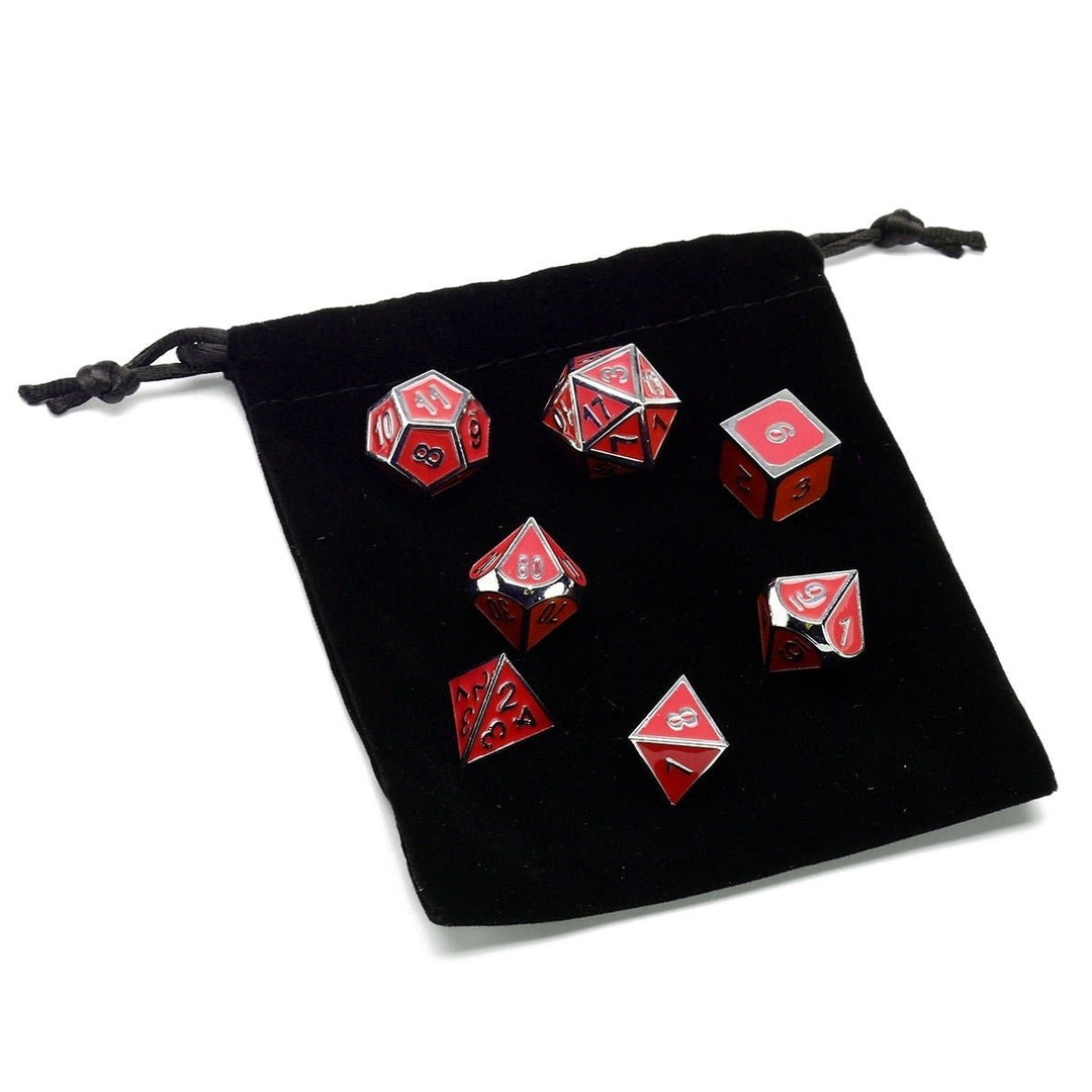 7 Pcs Multisided Dice Heavy Metal Polyhedral Set Role Playing Games Dices with Bag Image 8