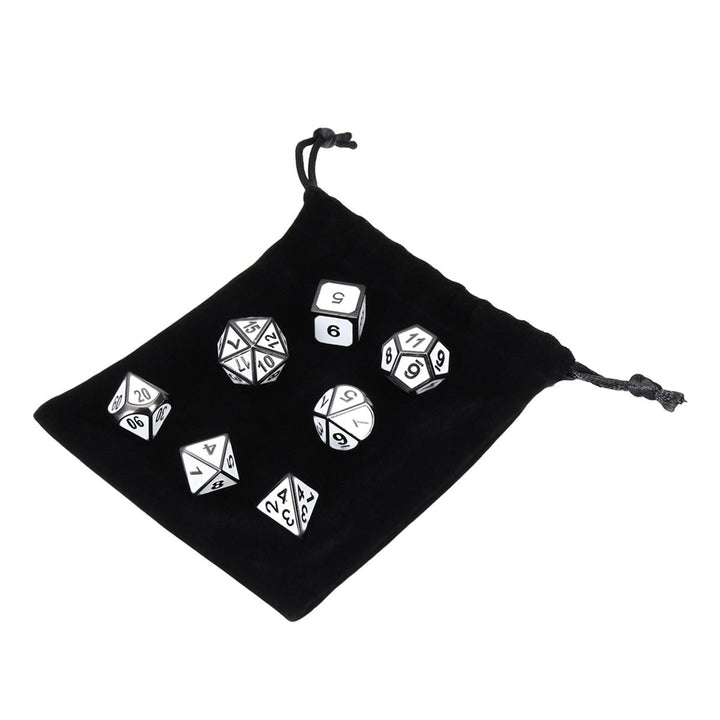 7 Pcs Multisided Dice Heavy Metal Polyhedral Set Role Playing Games Dices with Bag Image 9