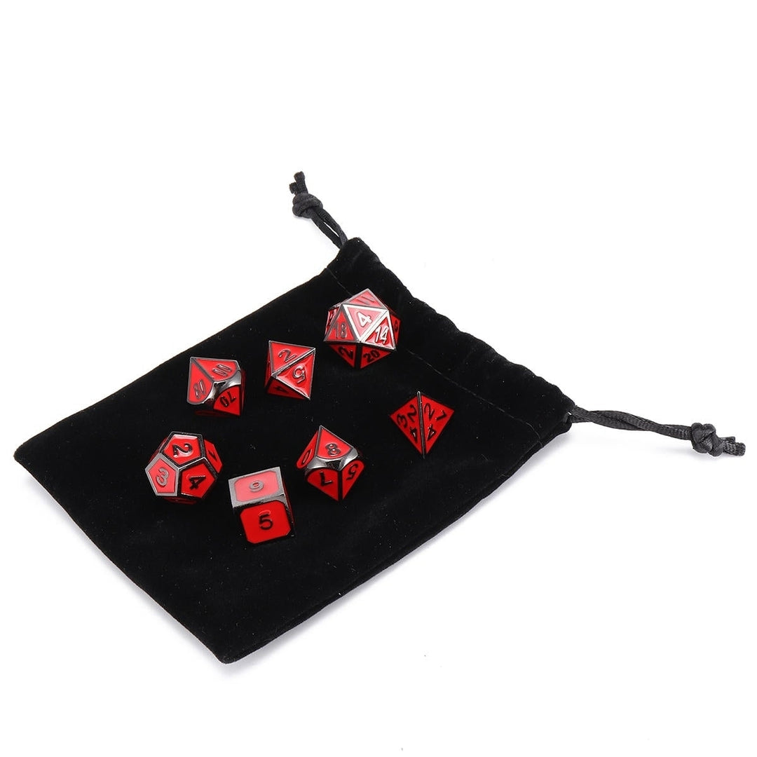 7 Pcs Multisided Dice Heavy Metal Polyhedral Set Role Playing Games Dices with Bag Image 10