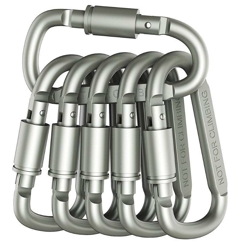 6PCS EDC Gadgets 8cm With Lock D Type Carabiner Fast Hanging Nut Buckle Hanging Buckle Aluminum Alloy Backpack Buckle Image 1