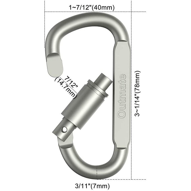 6PCS EDC Gadgets 8cm With Lock D Type Carabiner Fast Hanging Nut Buckle Hanging Buckle Aluminum Alloy Backpack Buckle Image 3