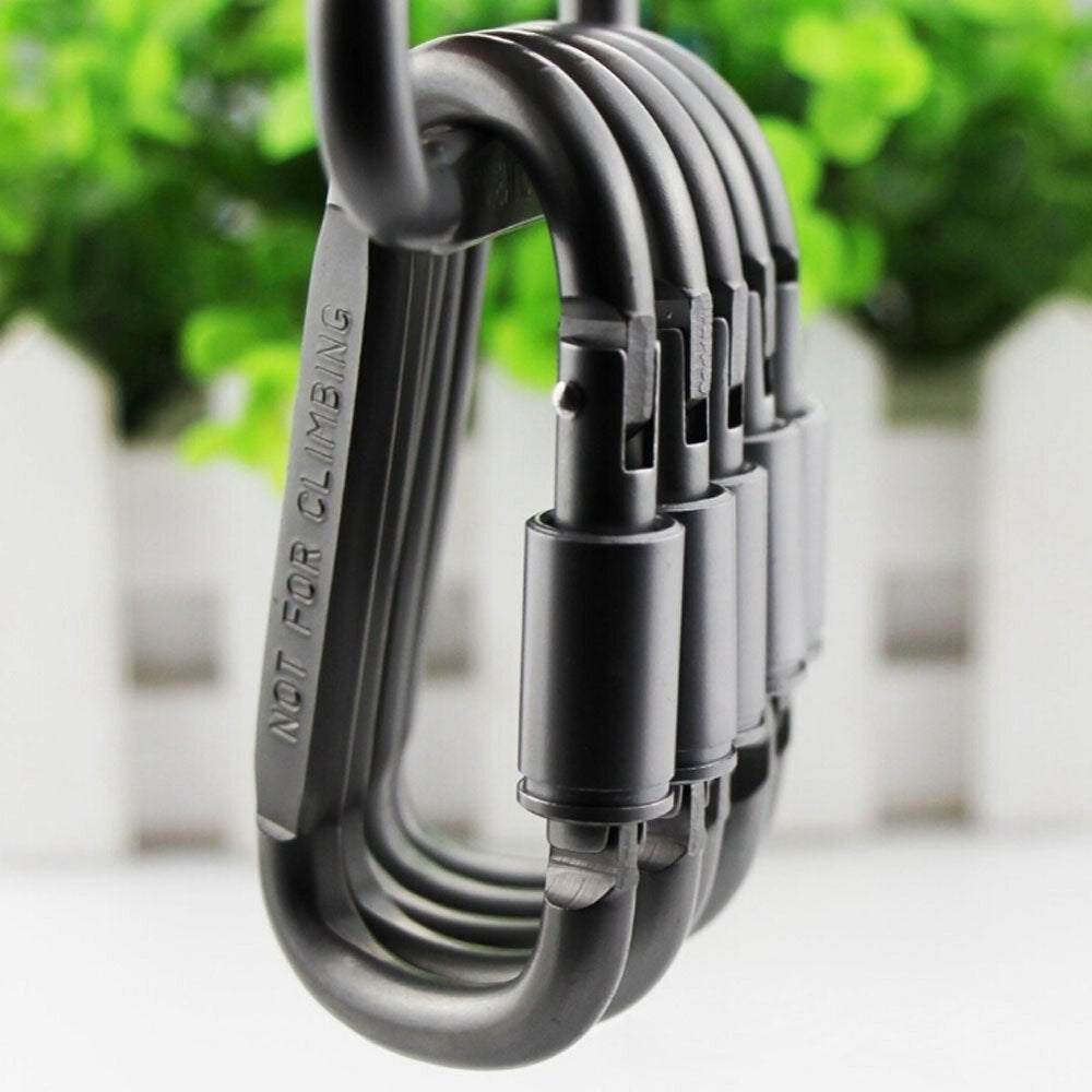 6PCS EDC Gadgets 8cm With Lock D Type Carabiner Fast Hanging Nut Buckle Hanging Buckle Aluminum Alloy Backpack Buckle Image 4