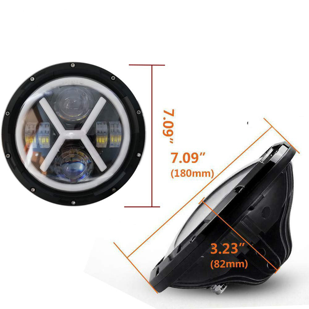 7"inch Waterproof Motorcycle Headlight Round LED Projector Image 4