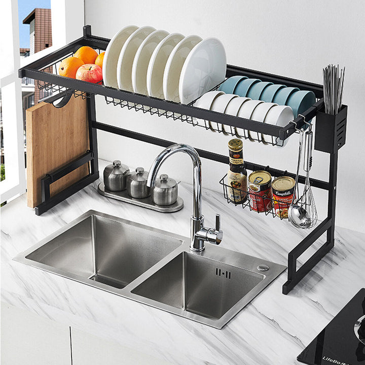 65/85CM Dish Drying Rack Organizer Over Sink Kitchen Draining Storage Holder Drain Rack Image 3
