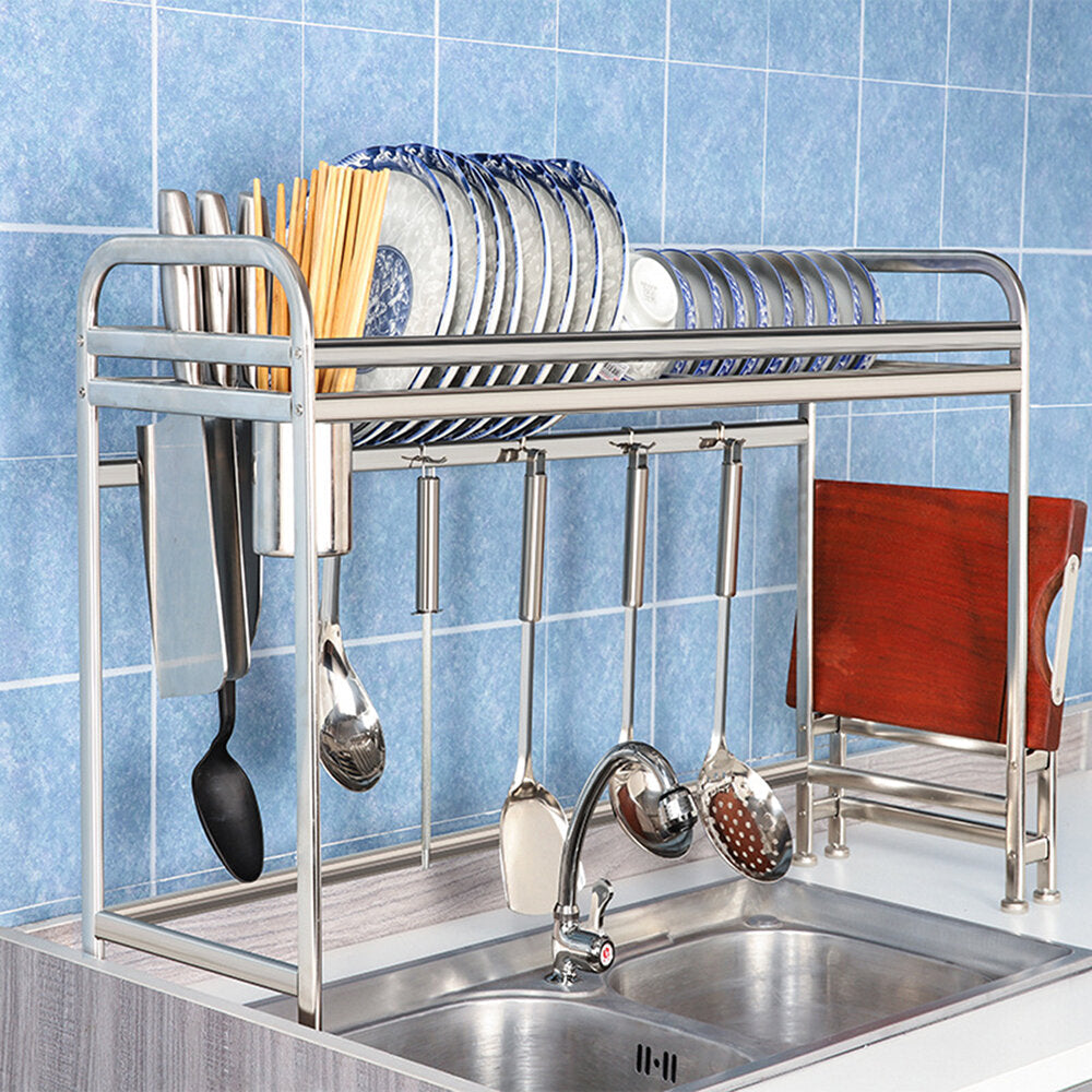 66cm,91cm Stainless Steel Over Sink Dish Drying Rack Storage Multi-functional Arrangement for Kitchen Counter Image 3