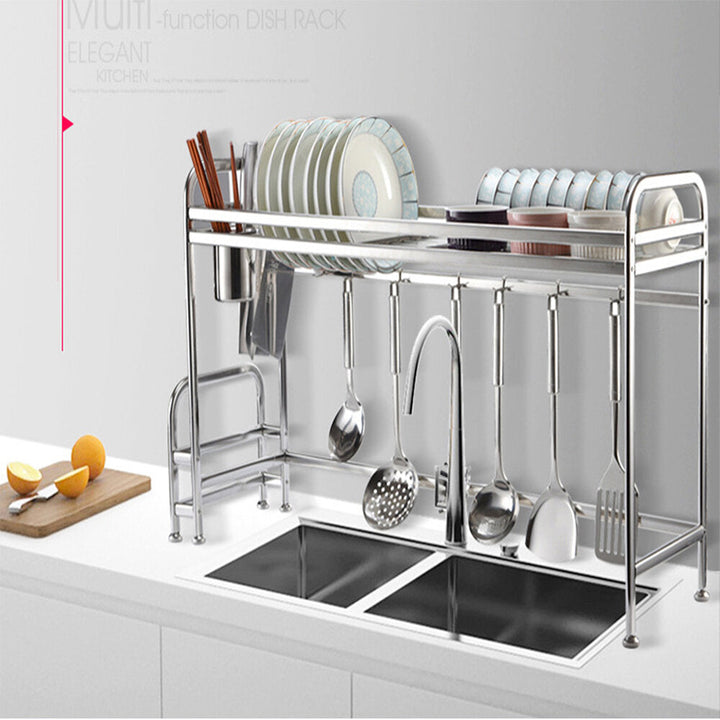 66cm,91cm Stainless Steel Over Sink Dish Drying Rack Storage Multi-functional Arrangement for Kitchen Counter Image 4
