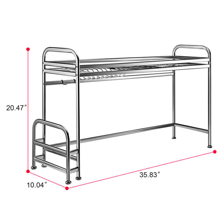 66cm,91cm Stainless Steel Over Sink Dish Drying Rack Storage Multi-functional Arrangement for Kitchen Counter Image 4