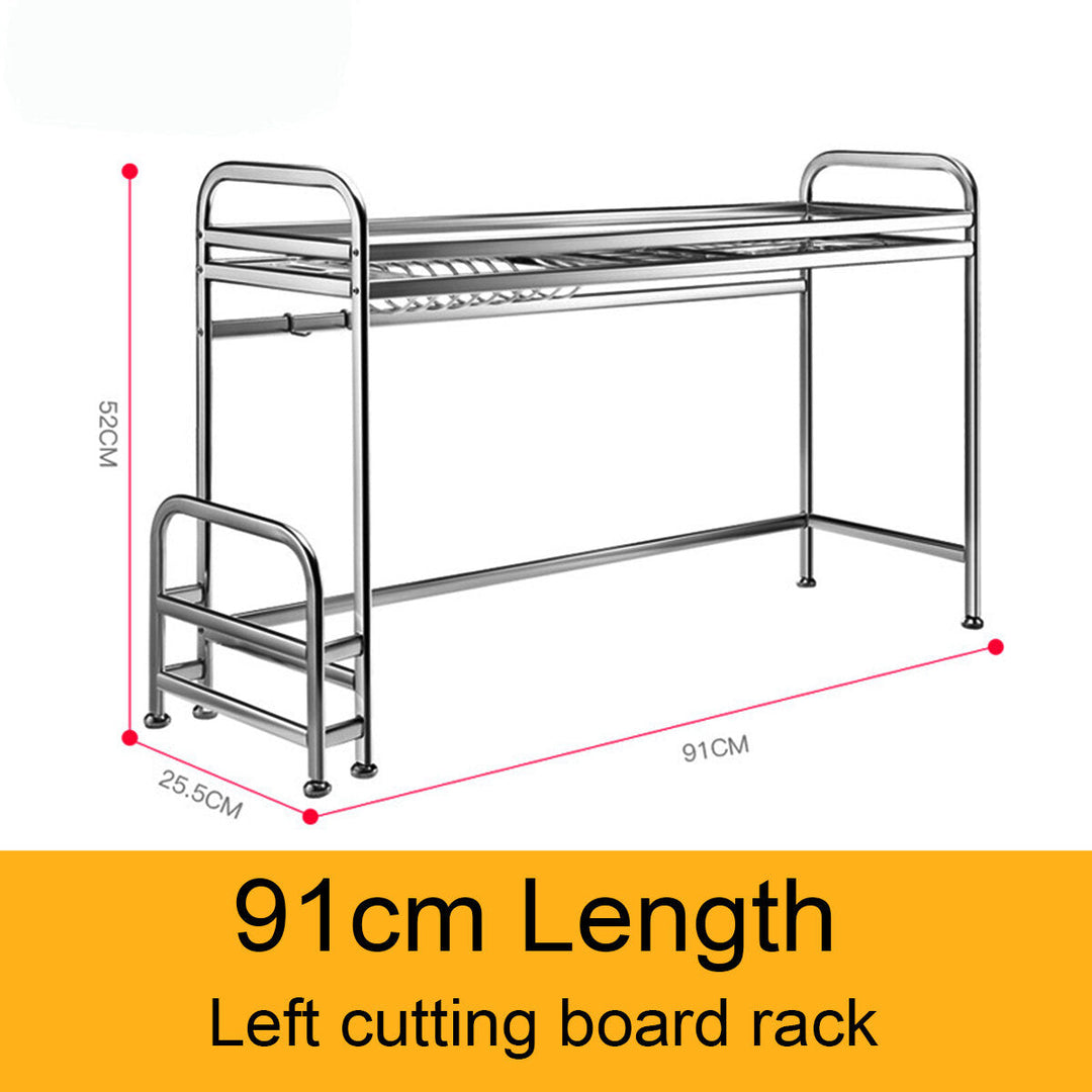 66cm/91cm Stainless Steel Over Sink Dish Drying Rack Storage Multifunctional Arrangement for Kitchen Counter Image 1