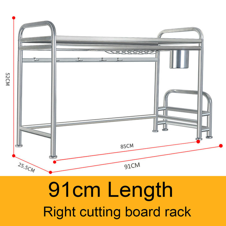 66cm/91cm Stainless Steel Over Sink Dish Drying Rack Storage Multifunctional Arrangement for Kitchen Counter Image 1
