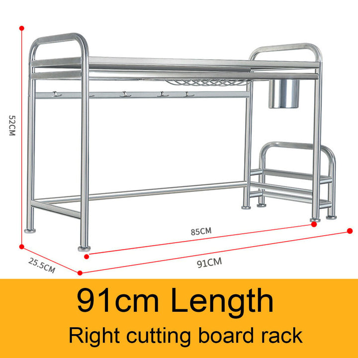 66cm,91cm Stainless Steel Over Sink Dish Drying Rack Storage Multi-functional Arrangement for Kitchen Counter Image 1