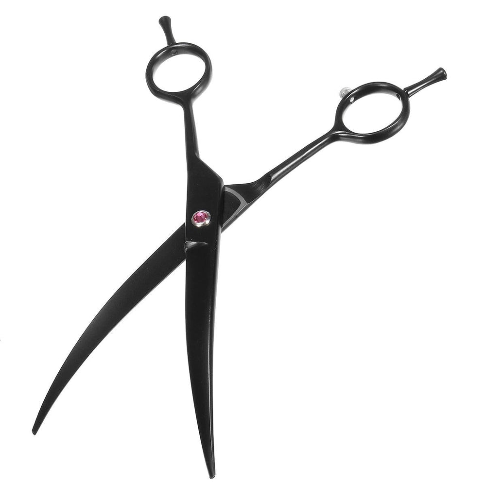7" Professional Stainless Steel Pet Dog Grooming Scissors Curved Haircut Shears Image 2