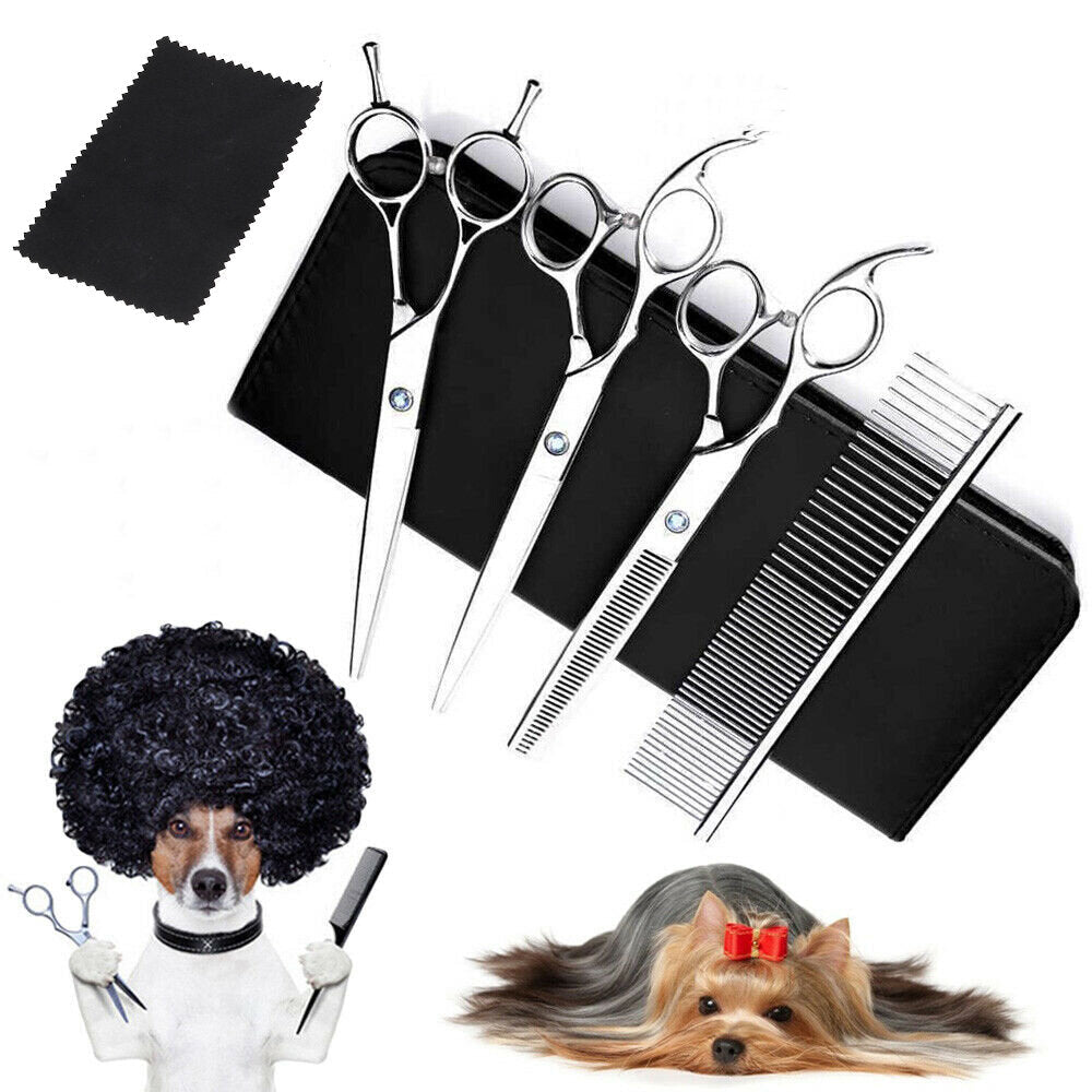 7" Professional Pet Dog Grooming Scissors Shear Hair Cutting Set Curved Tool Kit Image 1