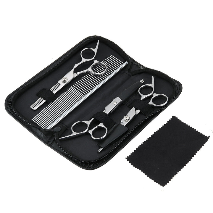 7" Professional Pet Dog Grooming Scissors Shear Hair Cutting Set Curved Tool Kit Image 6