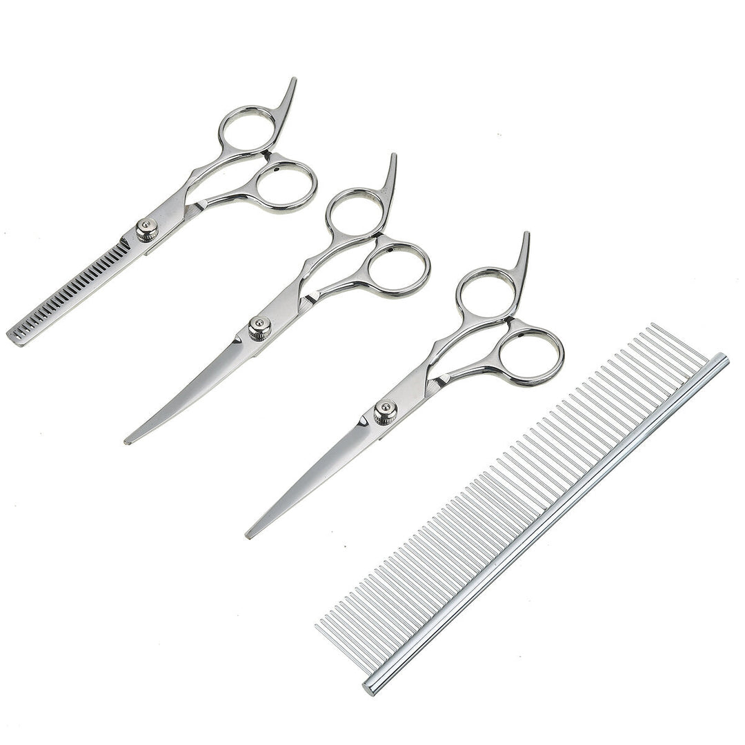 7" Professional Pet Dog Grooming Scissors Shear Hair Cutting Set Curved Tool Kit Image 7