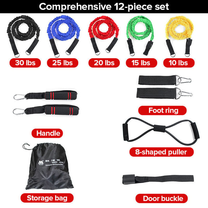 7,9,12,16,20 Pcs Fitness Resistance Bands Set Home Stretch Strength Training Yoga Pilates Exercise Tools Image 1