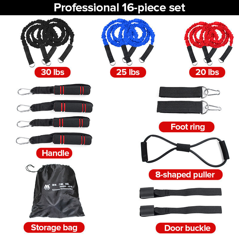 7,9,12,16,20 Pcs Fitness Resistance Bands Set Home Stretch Strength Training Yoga Pilates Exercise Tools Image 4