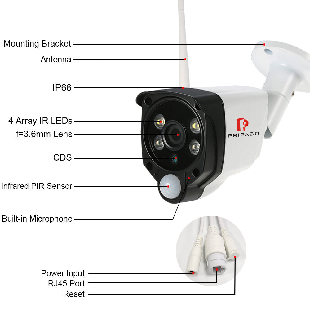 720P,1080P Full HD Human Detection PIR IP Camera WiFi Wireless Network CCTV Video Surveillance Security Camera Image 8