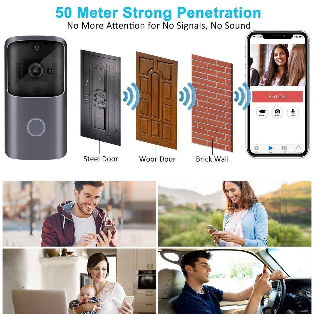 720P 166 Wide View Two-way Audio Smart WIFI Video Doorbell Smart Home PIR Alarm Monitor Image 4