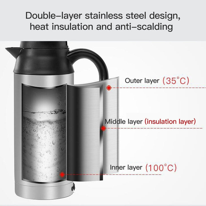 750ml Stainless Steel Car Electric Kettle Heating Insulation Mug Travel Pot 12V Image 6