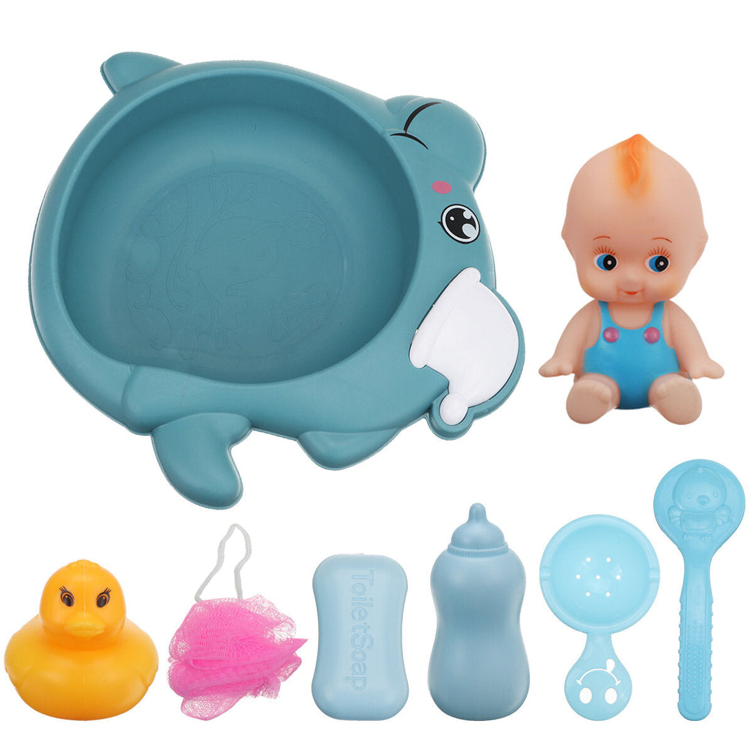 8 Pcs Baby Kids Bath Basin Doll Duck Shower Bathtub Floating Toys Image 1
