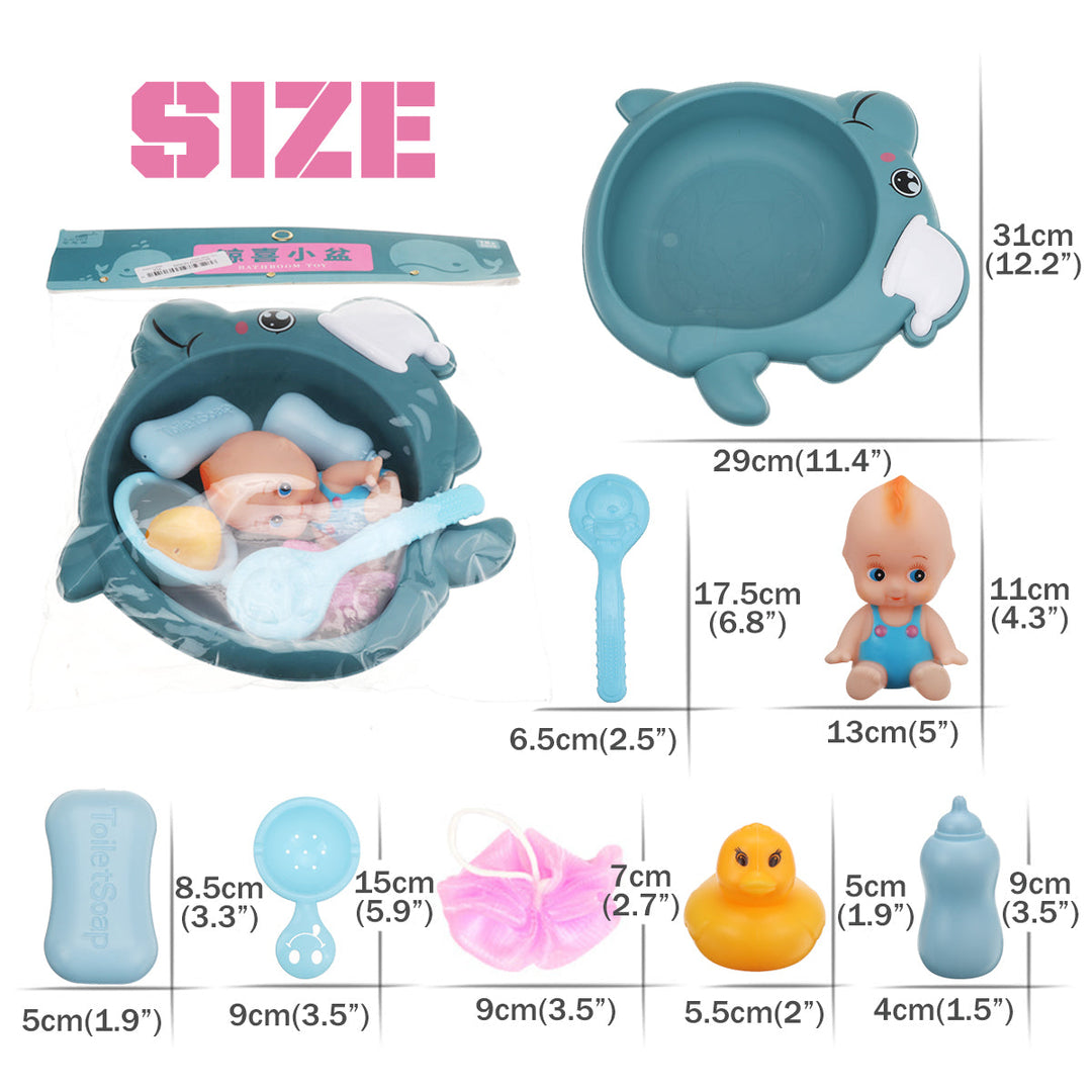 8 Pcs Baby Kids Bath Basin Doll Duck Shower Bathtub Floating Toys Image 4