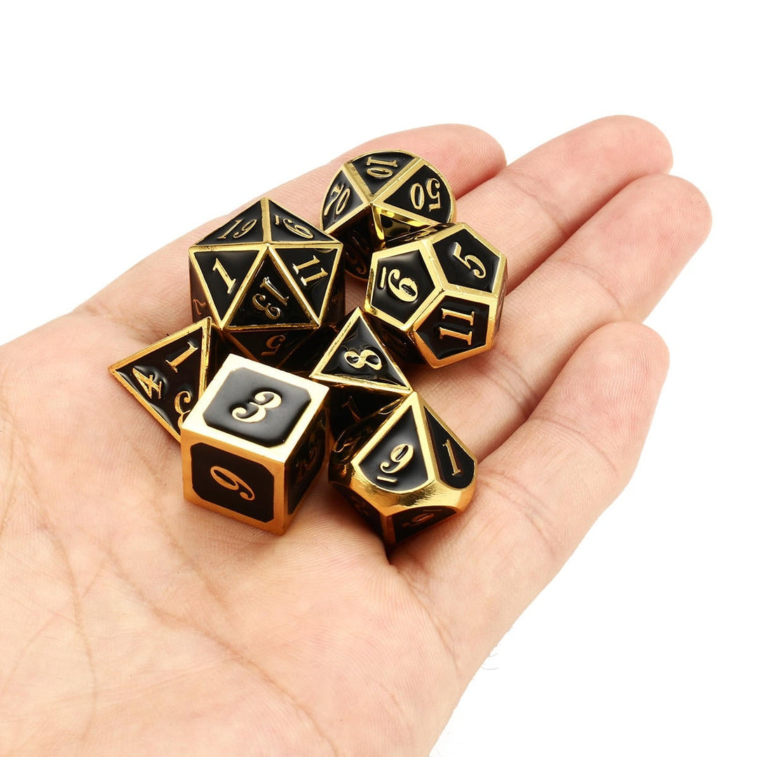 7pcs Zinc Alloy Multisided Dices Set Enamel Embossed Heavy Metal Polyhedral Dice With Bag Image 2