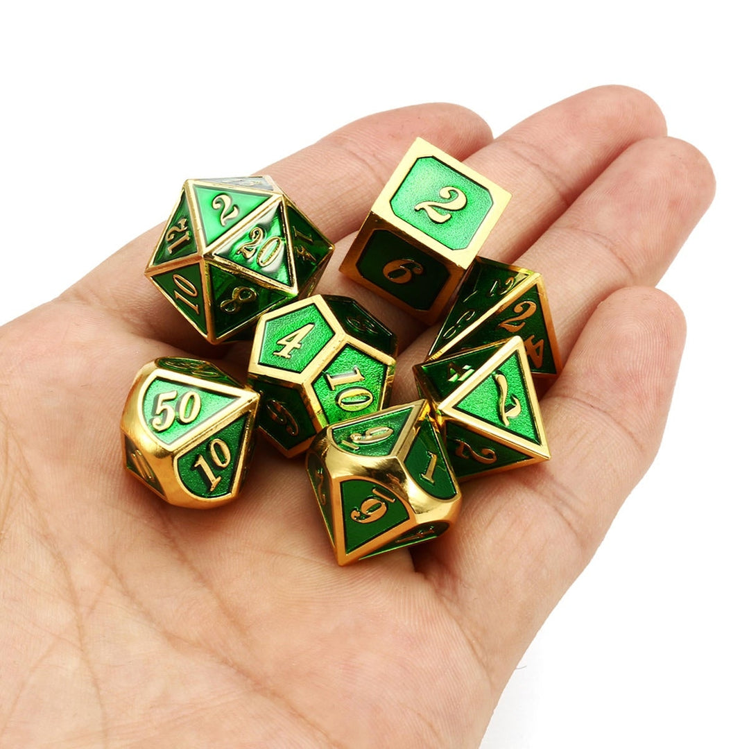 7pcs Zinc Alloy Multisided Dices Set Enamel Embossed Heavy Metal Polyhedral Dice With Bag Image 4