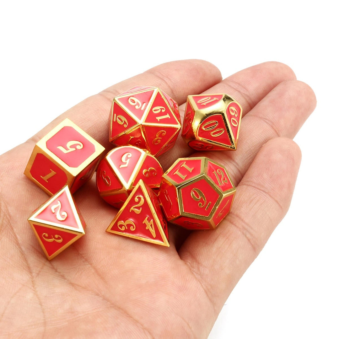 7pcs Zinc Alloy Multisided Dices Set Enamel Embossed Heavy Metal Polyhedral Dice With Bag Image 6