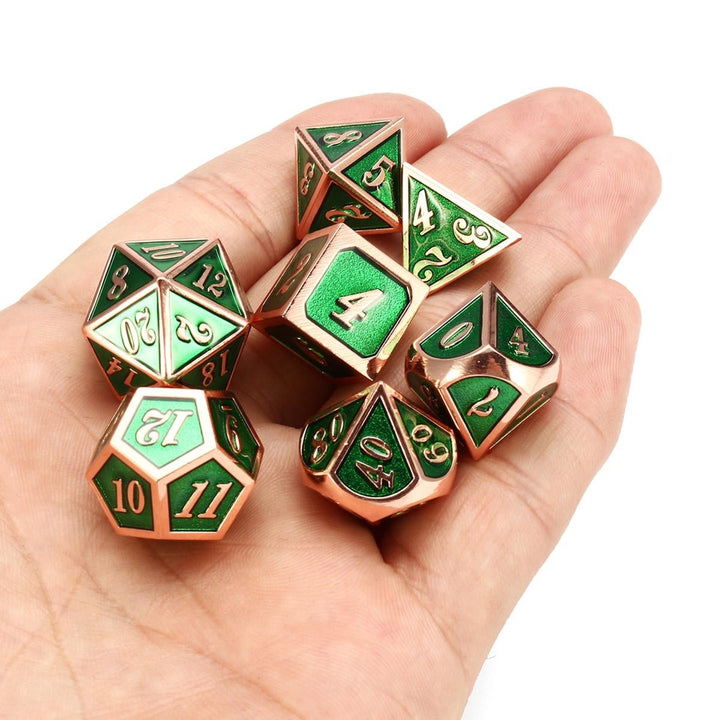 7pcs Zinc Alloy Multisided Dices Set Enamel Embossed Heavy Metal Polyhedral Dice With Bag Image 1