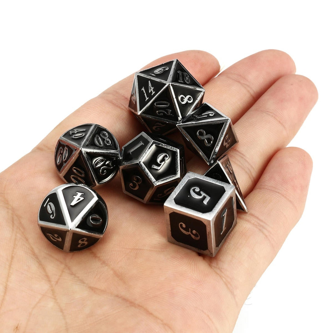 7pcs Zinc Alloy Multisided Dices Set Enamel Embossed Heavy Metal Polyhedral Dice With Bag Image 8