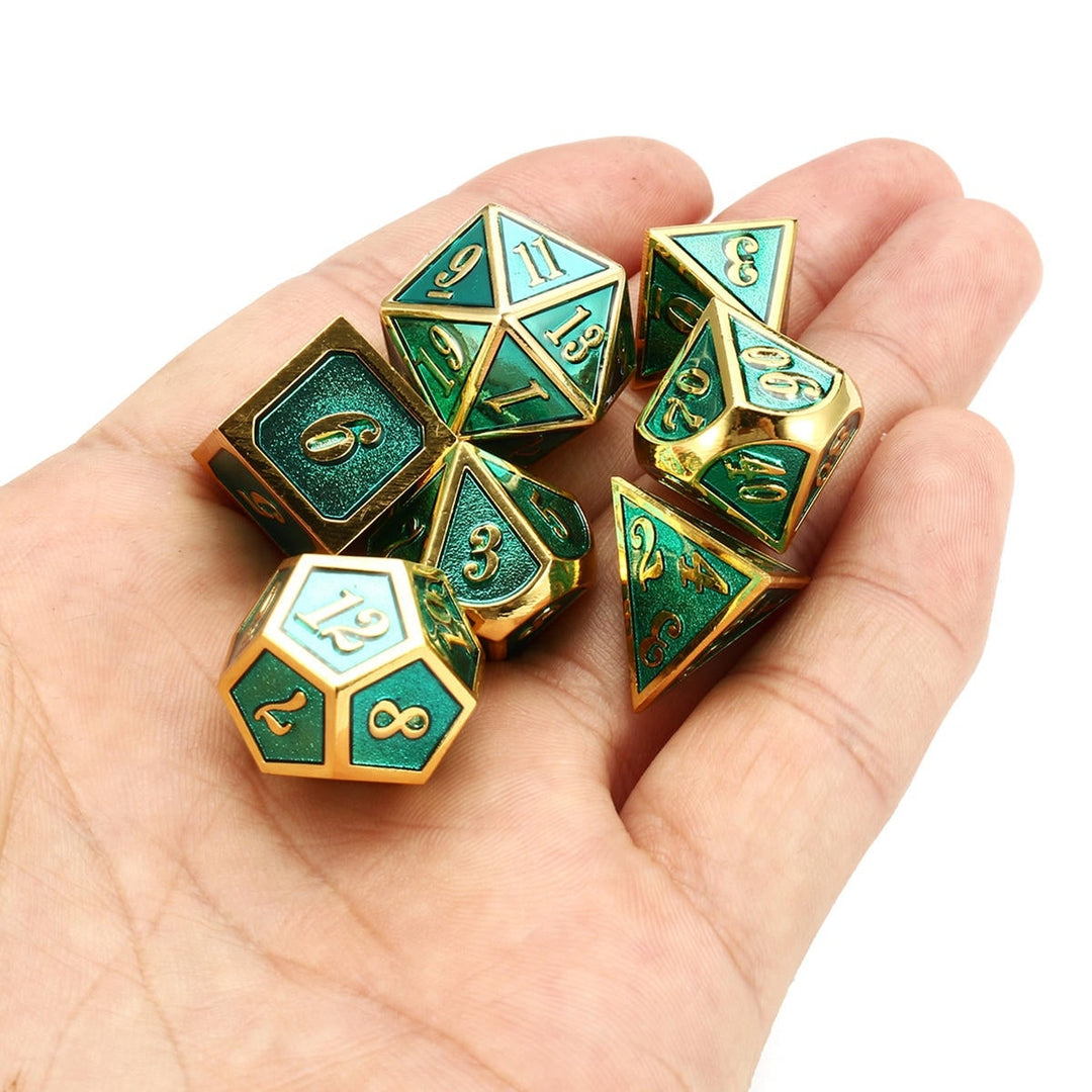 7pcs Zinc Alloy Multisided Dices Set Enamel Embossed Heavy Metal Polyhedral Dice With Bag Image 9