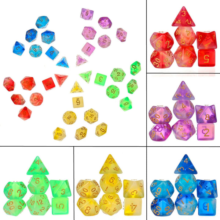 7Pcs,Set Polyhedral Dices for DND Dungeons and Dragons D20 D12 D10 D8 D6 D4 Desktop Games Dice + Black Velvet Pouch Image 7