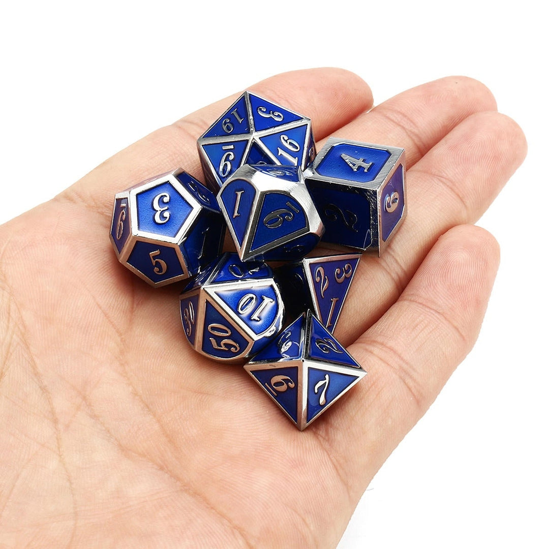 7pcs Zinc Alloy Multisided Dices Set Enamel Embossed Heavy Metal Polyhedral Dice With Bag Image 10