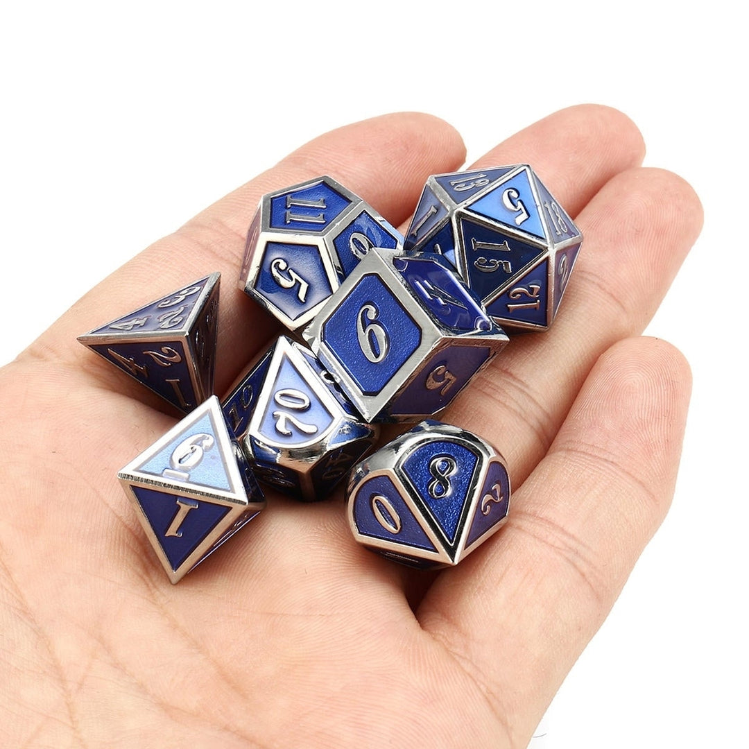 7pcs Zinc Alloy Multisided Dices Set Enamel Embossed Heavy Metal Polyhedral Dice With Bag Image 12