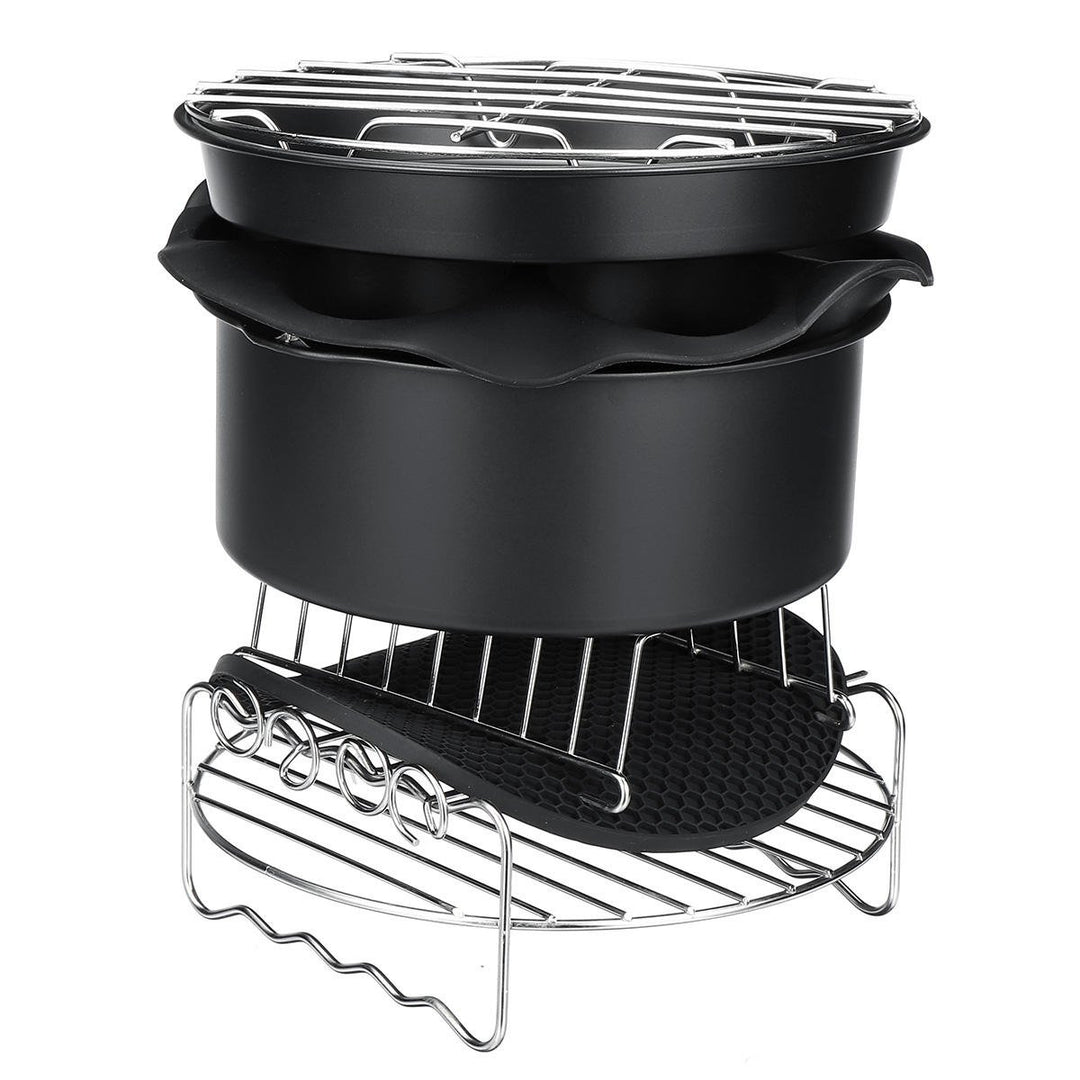 7PCS Air Fryer Accessories Set Chips Baking Basket Pizza Pan Home Kitchen Tool Image 1