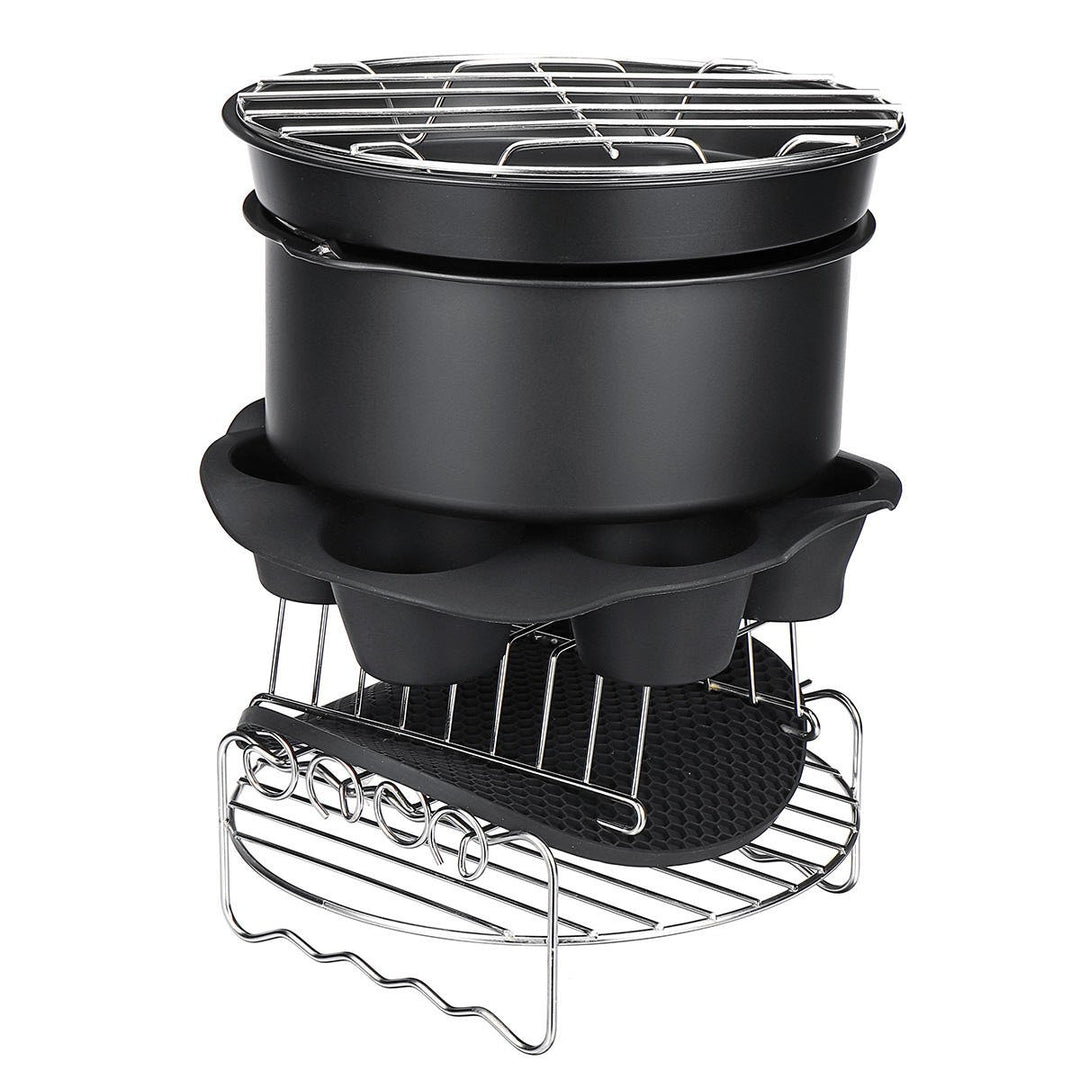 7PCS Air Fryer Accessories Set Chips Baking Basket Pizza Pan Home Kitchen Tool Image 2