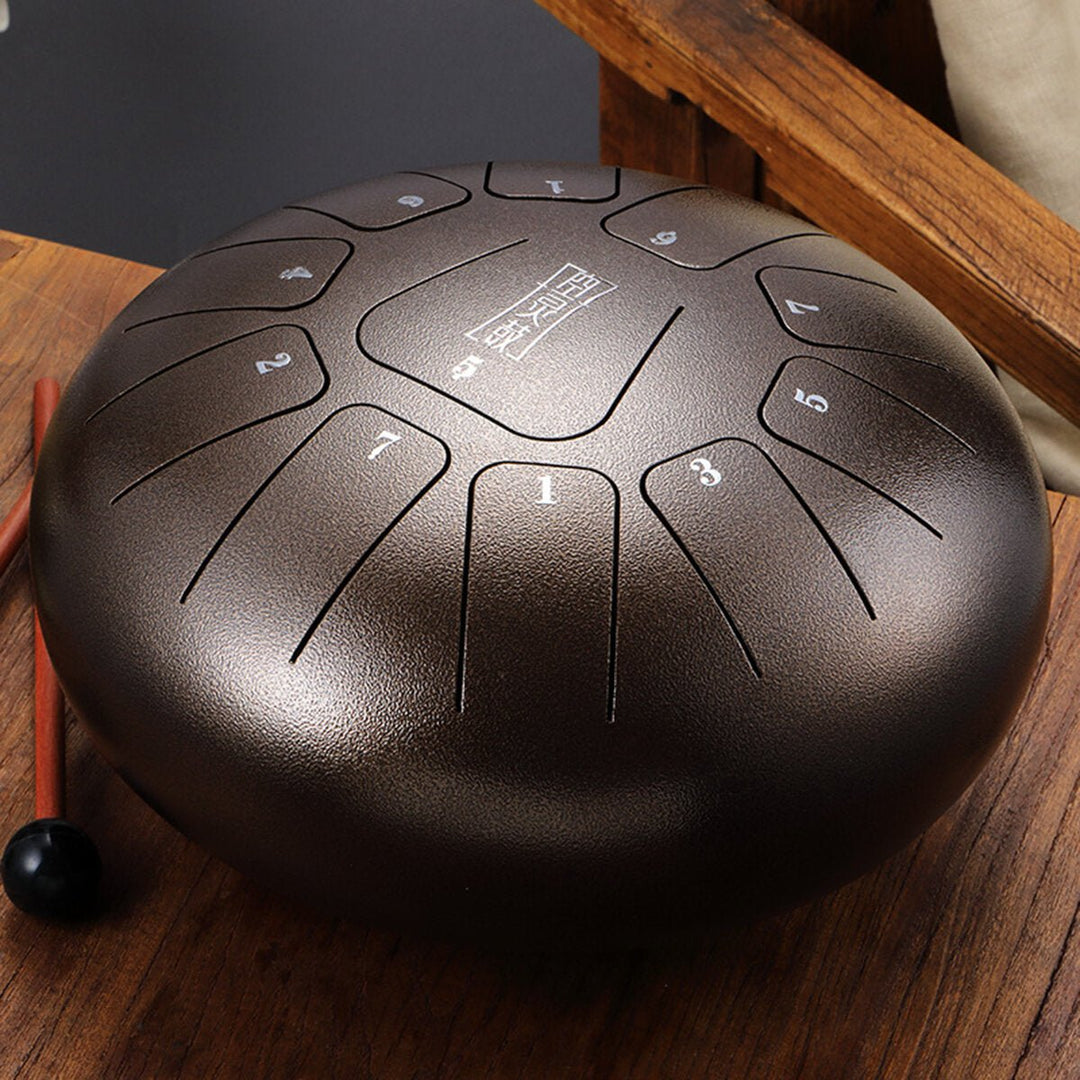 8" Steel Tongue Drum C Major 11 Note Handpan TankDrum Instrument w Mallets Bag Image 1