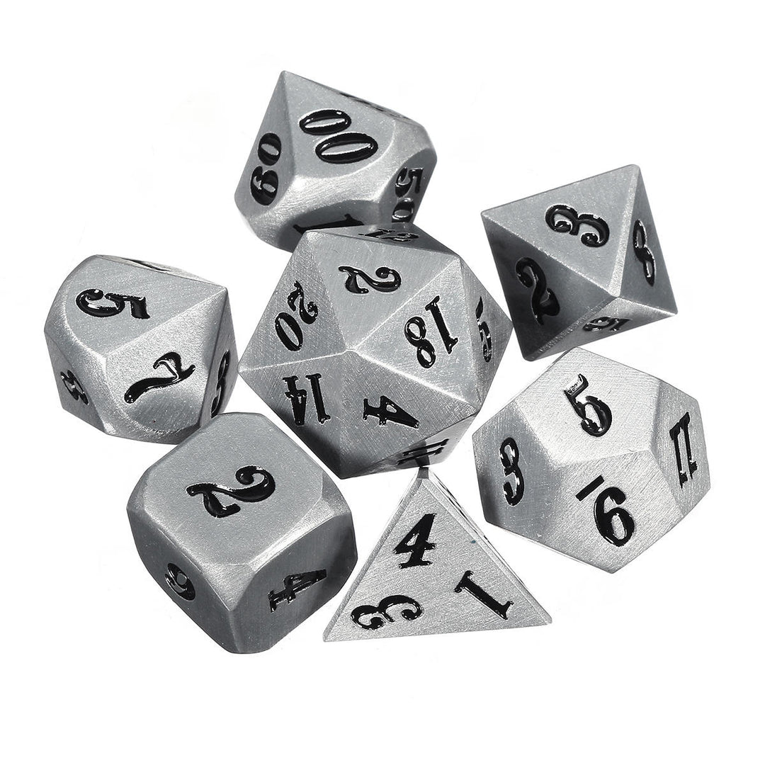 7Pc Solid Metal Heavy Dice Set Polyhedral Dices Role Playing Games Gadget RPG Image 1
