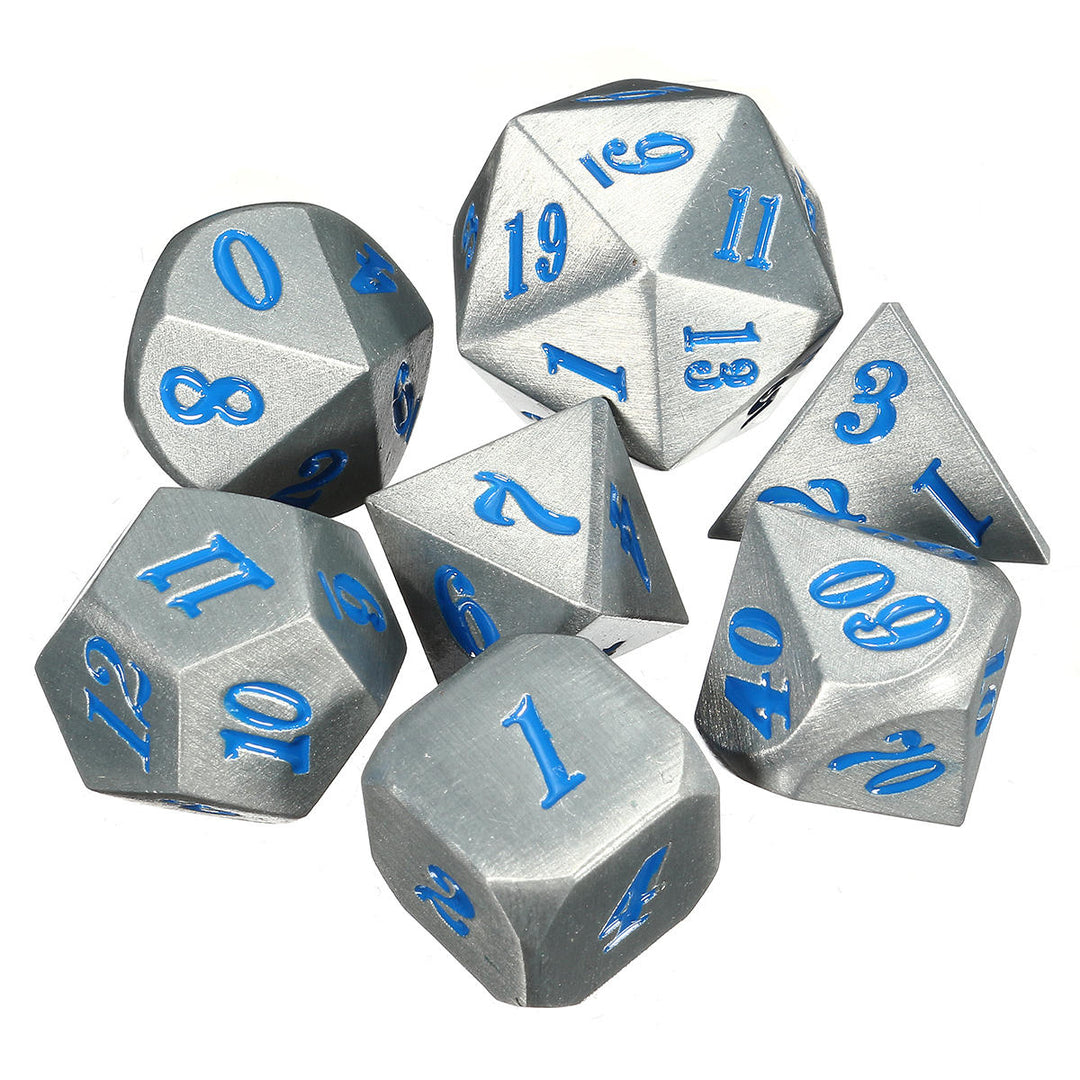 7Pc Solid Metal Heavy Dice Set Polyhedral Dices Role Playing Games Gadget RPG Image 1